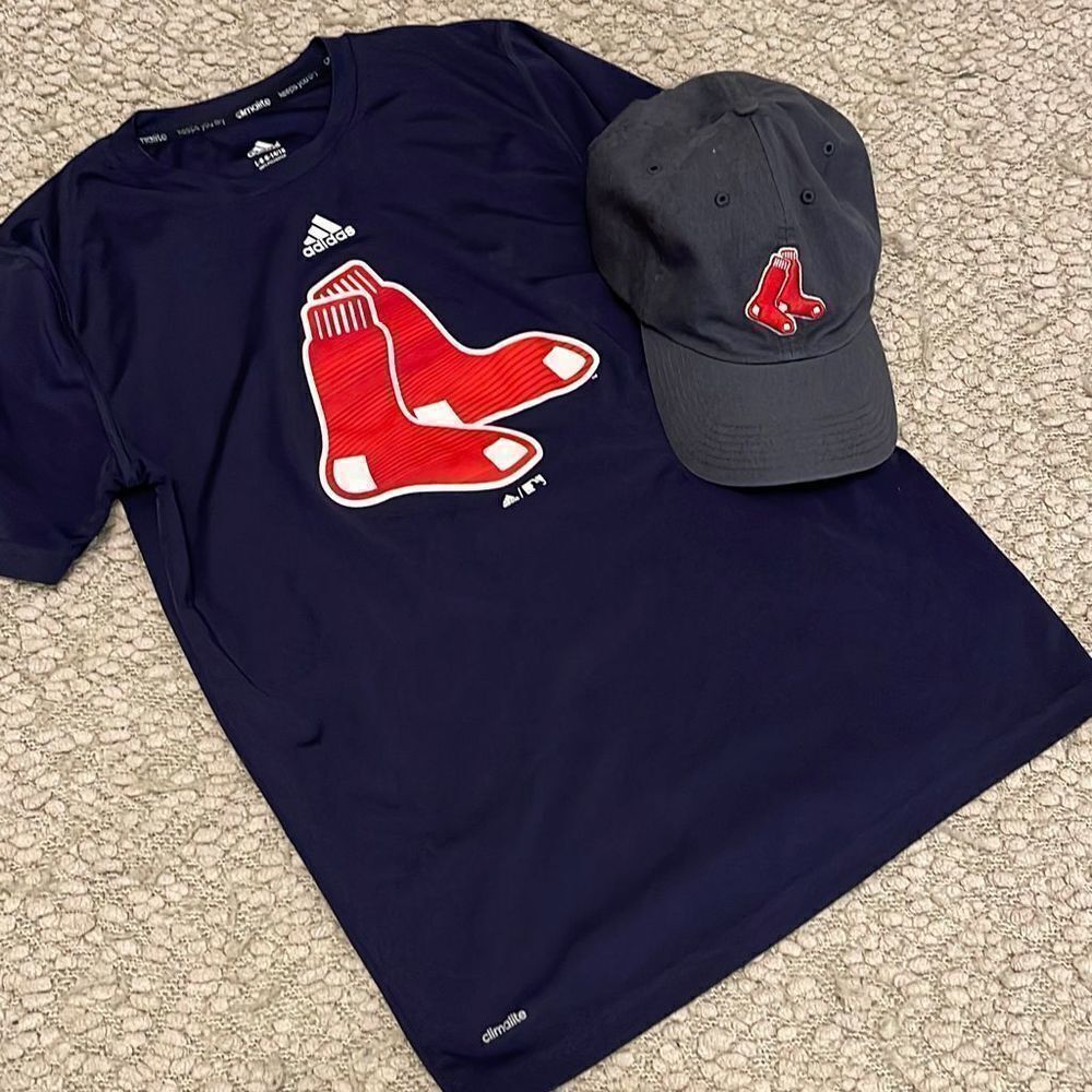 Adidas Red Sox Bundle. Boys Size Large 14/16 Tee/Hat